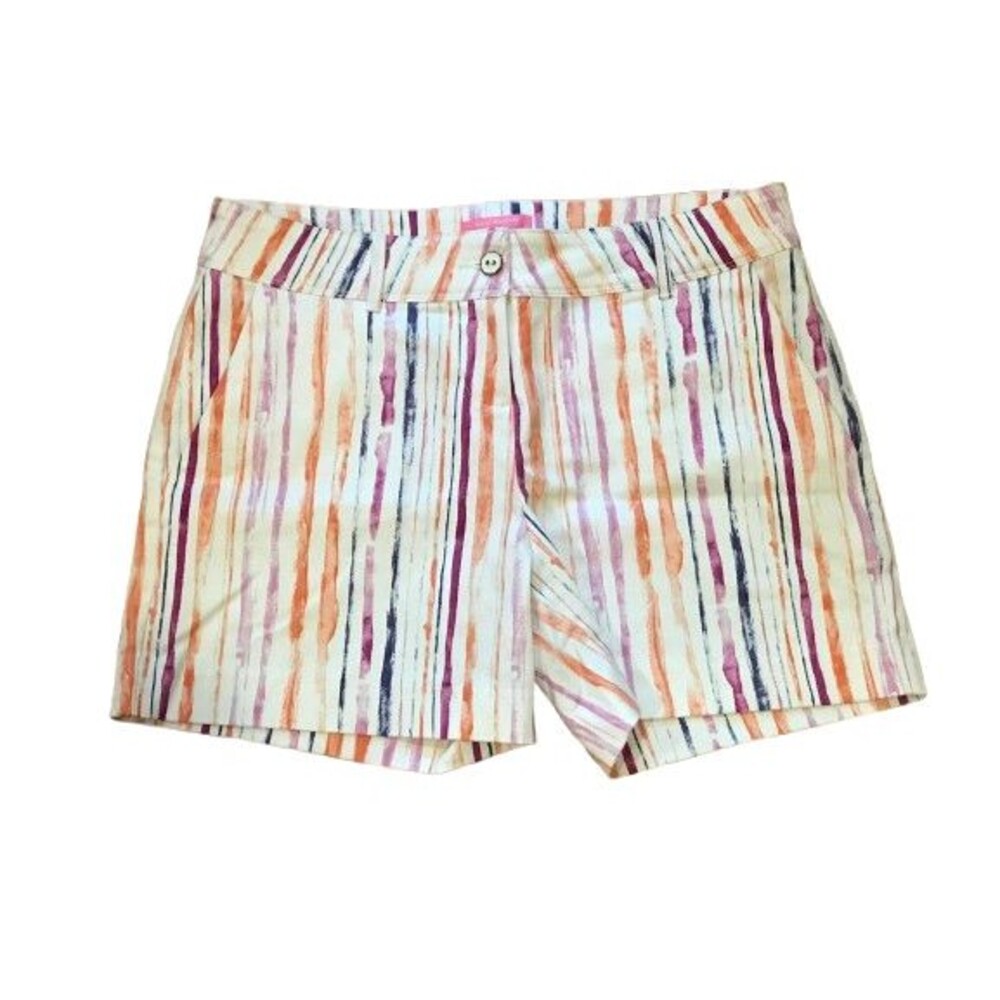 Isaac Mizrahi Shorts Size 8 Colorful Striped Tailored Stretch 5" Inseam
